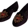 Dolce & Gabbana Women's Chic Purple Velvet Loafers with Heart Detail
