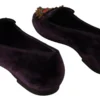 Dolce & Gabbana Women's Chic Purple Velvet Loafers with Heart Detail