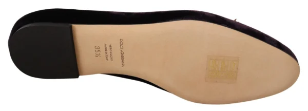 Dolce & Gabbana Women's Chic Purple Velvet Loafers with Heart Detail