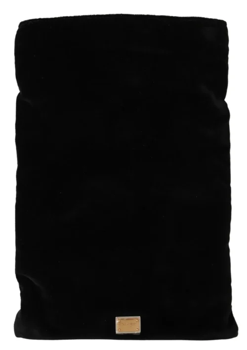 Dolce & Gabbana Women's Elegant Black Velvet Pouch Bag Drawstring