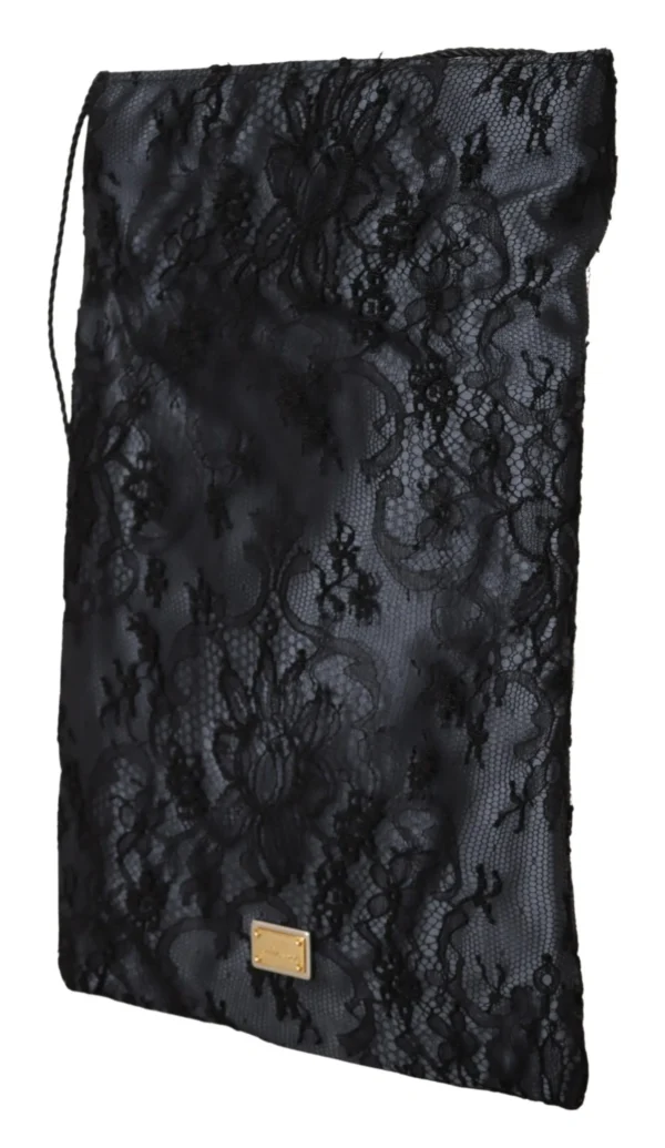 Dolce & Gabbana Women's Elegant Satin Lace Drawstring Pouch
