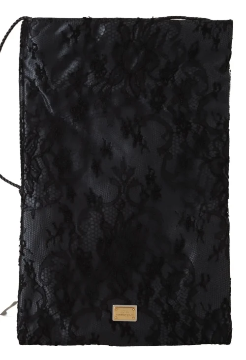 Dolce & Gabbana Women's Elegant Satin Lace Drawstring Pouch