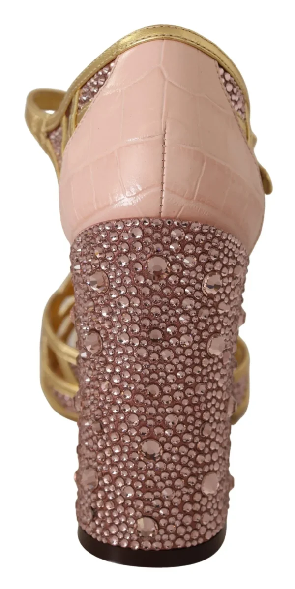 Dolce & Gabbana Women's Silk-Infused Leather Crystal Pumps in Pink Gold