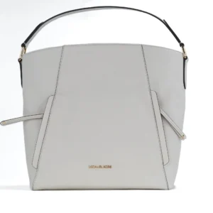 Michael Kors Women's Manhattan Medium Leather Top Handle School Satchel Crossbody Handbag (Silver)