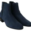 Dolce & Gabbana Women's Chic Blue Suede Mid-Calf Boots with Stud Details