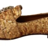 Dolce & Gabbana Women's Elegant Gold Sequin Crystal Flats