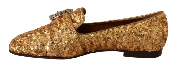 Dolce & Gabbana Women's Elegant Gold Sequin Crystal Flats