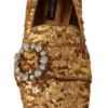 Dolce & Gabbana Women's Elegant Gold Sequin Crystal Flats