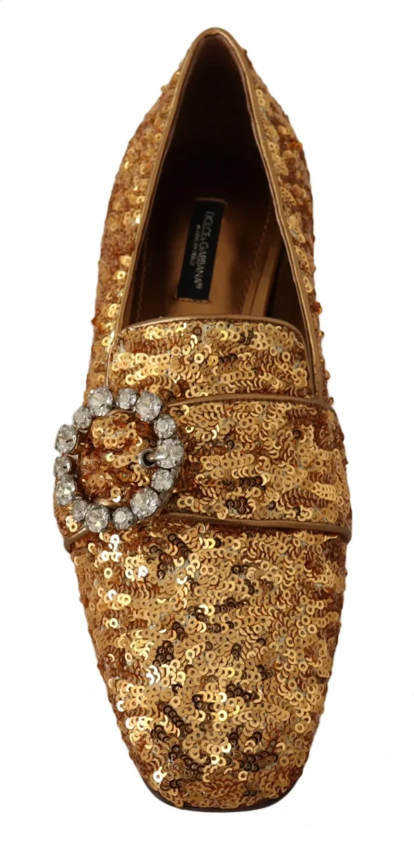 Dolce & Gabbana Women's Elegant Gold Sequin Crystal Flats