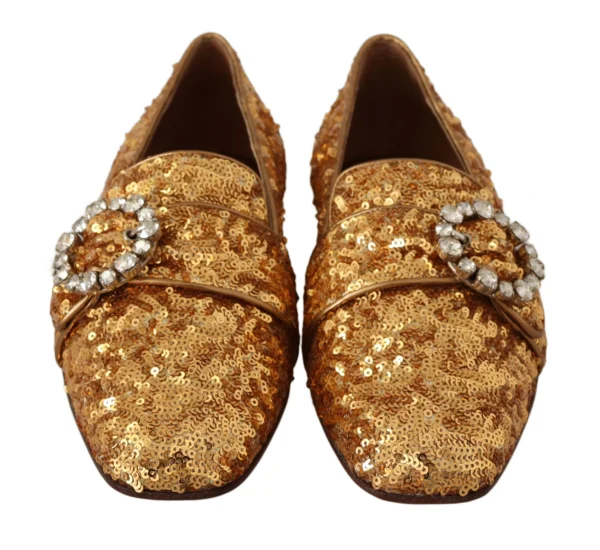 Dolce & Gabbana Women's Elegant Gold Sequin Crystal Flats