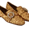 Dolce & Gabbana Women's Elegant Gold Sequin Crystal Flats
