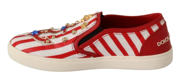 Dolce & Gabbana Women's Stripe Print Studded Loafers
