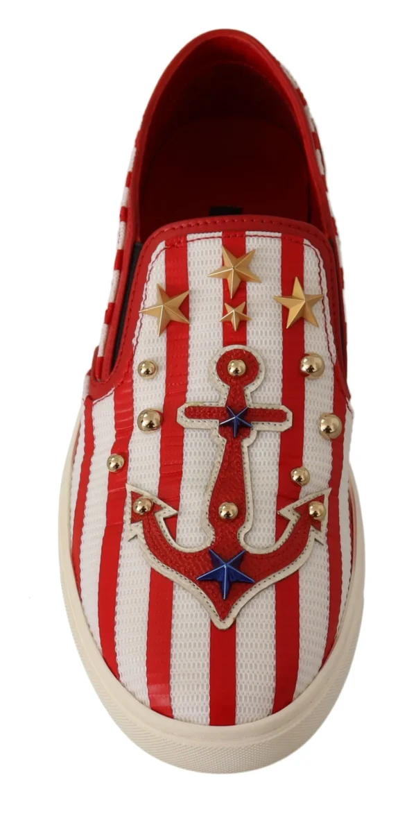 Dolce & Gabbana Women's Stripe Print Studded Loafers
