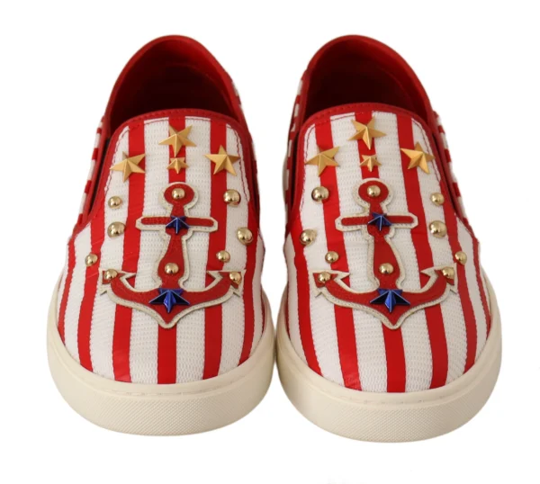 Dolce & Gabbana Women's Stripe Print Studded Loafers