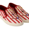 Dolce & Gabbana Women's Stripe Print Studded Loafers