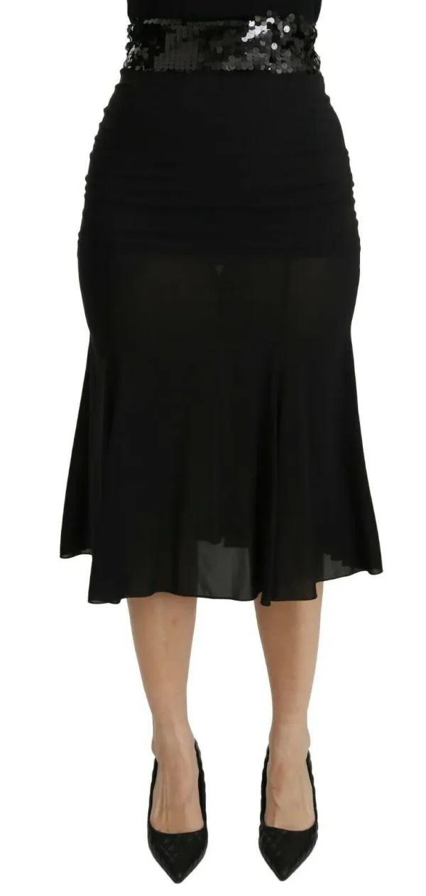 Dolce & Gabbana Women's Chic High Waist Black Silk Blend Skirt