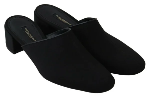 Dolce & Gabbana Women's Chic Black Grosgrain Slide Sandals