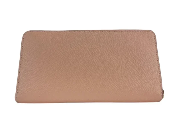COACH Women's (C3441) Long Faded Blush Crossgrain Leather Zip Around Wristlet Wallet