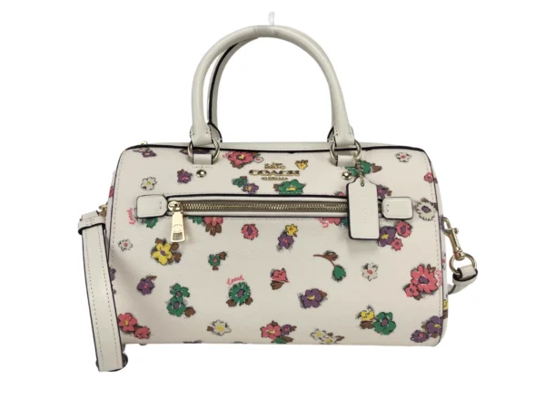 COACH Women's (CA229) Floral Field Leather Rowan Medium Satchel Handbag Purse Crossbody