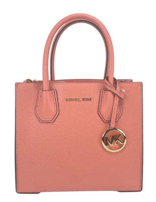 Michael Kors Women's Mercer Medium Sherbet Pebble Leather Messenger Crossbody Bag Purse