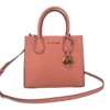 Michael Kors Women's Mercer Medium Sherbet Pebble Leather Messenger Crossbody Bag Purse