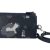 MCM Women's Portuna Visetos Black Floral Camo Leather Card Case Necklace Lanyard Wallet