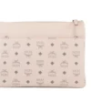 MCM Women's Portuna Medium Visetos Powder Pink Coated Canvas Flat Pouch Crossbody Bag