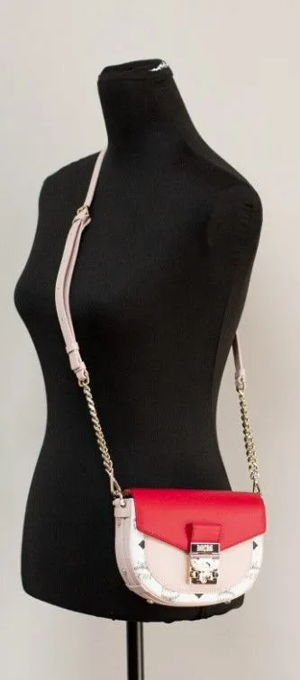 MCM Women's Patricia Mini Firefly Red Visetos Leather Crossbody Belt Handbag Bag Purse