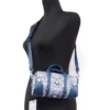 MCM Women's Boston Mini Blue Vintage Jacquard Logo Fabric Satchel Crossbody Handbag