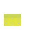 MCM Women's Spectrum Diamond Mini Neon Yellow Visetos Leather Card Case Holder Wallet