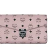 MCM Women's Medium Soft Pink Signature Diamond Logo Leather Clutch Crossbody Handbag