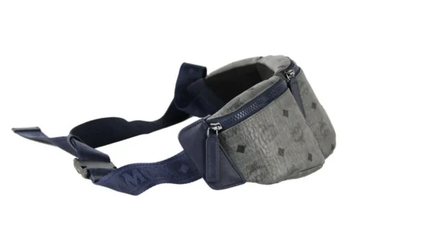 MCM Women's Large Visetos Phantom Grey Triple Pocket Sling Belt Bag