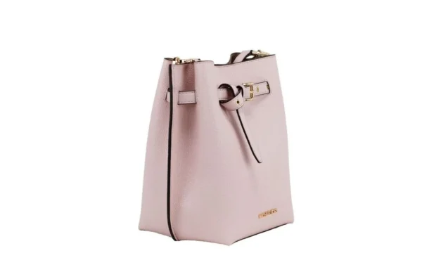 Michael Kors Women's Emilia Small Powder Blush Pebble Leather Bucket Messenger Handbag