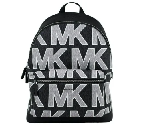 Michael Kors Women's Cooper Black Signature PVC Graphic Logo Backpack Bookbag Bag