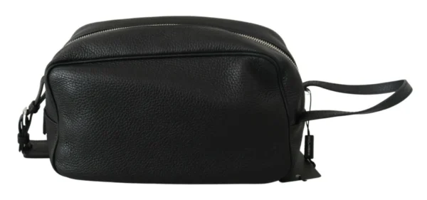 Dolce & Gabbana Women's Sleek Black Leather Wristlet Clutch Bag