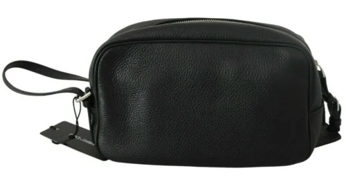 Dolce & Gabbana Women's Sleek Black Leather Wristlet Clutch Bag