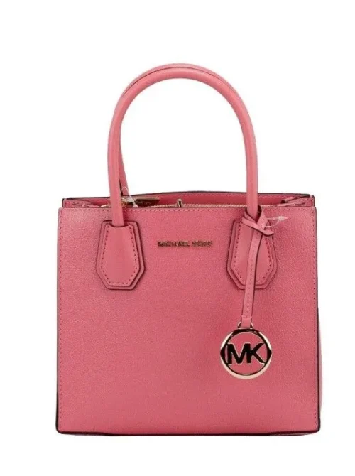 Michael Kors Women's Mercer Medium Grapefruit Leather Messenger Crossbody Handbag Purse