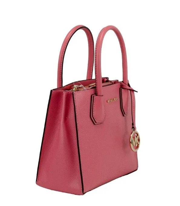 Michael Kors Women's Mercer Medium Grapefruit Leather Messenger Crossbody Handbag Purse