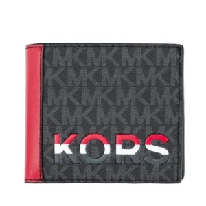 Michael Kors Women's Cooper Blue Multi Signature Leather Graphic Logo Billfold Wallet