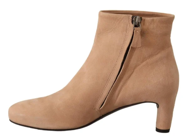 DEL CARLO Women's Elegant Beige Leather Boots