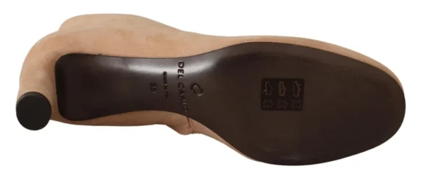 DEL CARLO Women's Elegant Beige Leather Boots