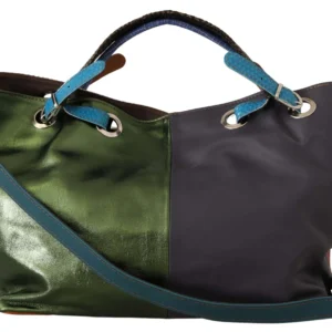 COACH Women's Jordyn Varsity Stripe Indigo Crossgrain Leather Backpack Bookbag