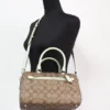 COACH Women's Rowan Khaki Pale Lime Signature Medium Satchel Crossbody Handbag