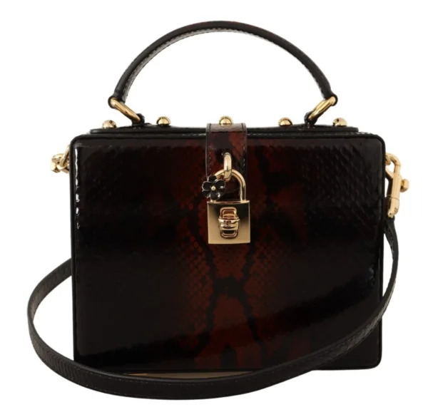 Dolce & Gabbana Women's Elegant Bordeaux & Black Python Leather Crossbody Bag