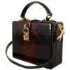 Dolce & Gabbana Women's Elegant Bordeaux & Black Python Leather Crossbody Bag