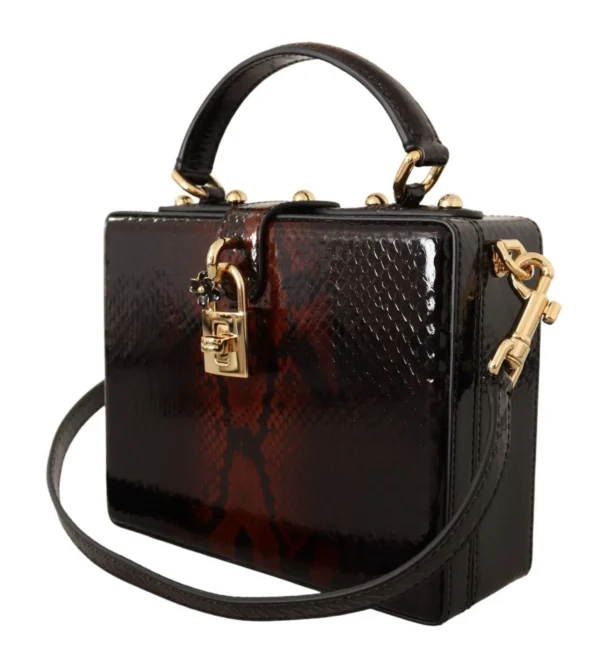 Dolce & Gabbana Women's Elegant Bordeaux & Black Python Leather Crossbody Bag