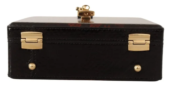 Dolce & Gabbana Women's Elegant Bordeaux & Black Python Leather Crossbody Bag