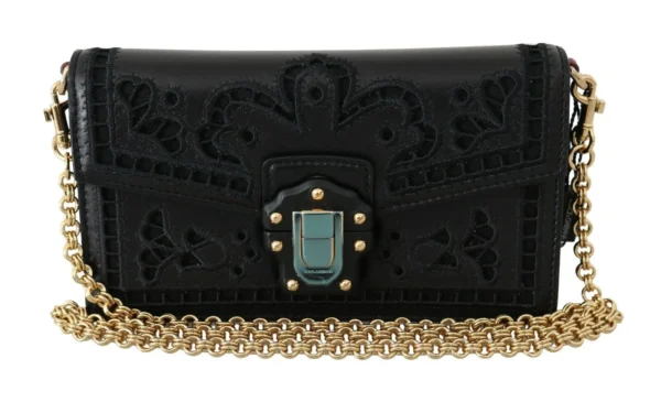 Dolce & Gabbana Women's Elegant Black Leather Shoulder Messenger Bag