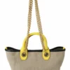 Dolce & Gabbana Women's Beige Linen-Calf Tote with Gold Chain