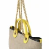 Dolce & Gabbana Women's Beige Linen-Calf Tote with Gold Chain
